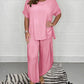 Romana - Casual cotton and linen suit with round neck