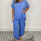 Romana - Casual cotton and linen suit with round neck