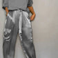Kleya - Two-piece suit in smooth satin with mid-length top and trousers for women