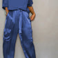 Kleya - Two-piece suit in smooth satin with mid-length top and trousers for women