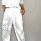 Kleya - Two-piece suit in smooth satin with mid-length top and trousers for women