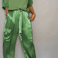 Kleya - Two-piece suit in smooth satin with mid-length top and trousers for women