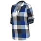 Plaid Spring Blouse with V-Neck in Plus Size