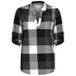 Plaid Spring Blouse with V-Neck in Plus Size