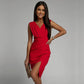Women's Elegant Cocktail Dress: Fitted Evening Dress with V-Neckline and Slit for Special Occasions