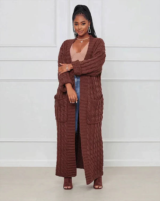Theodora - Casual long cardigan with V-neck
