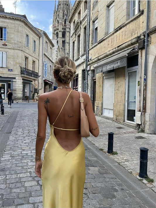 Adelaide - Elegant yellow midi dress