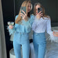 Carina | Women's feathered - long sleeve blouse