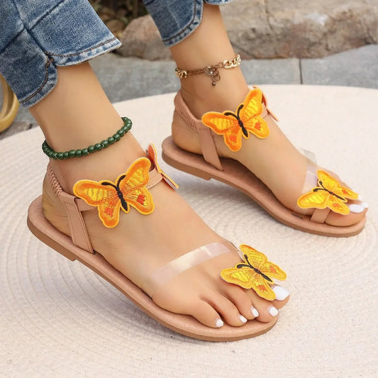 Beverly - Butterfly Decor Flat Sandals for Women
