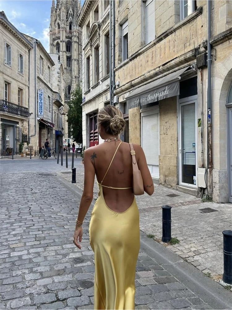 Adelaide - Elegant yellow midi dress
