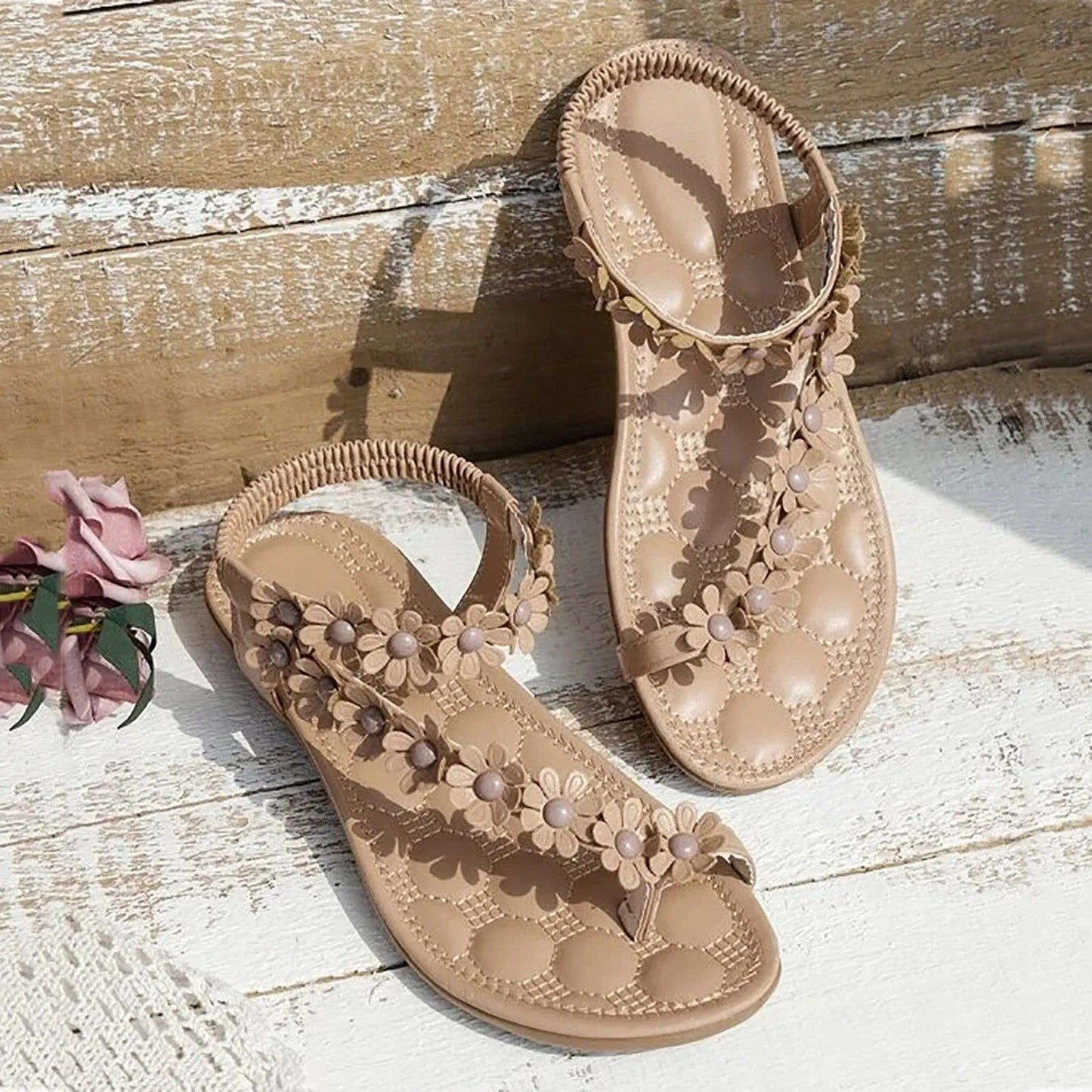 Maxine - Flat summer flower sandals
