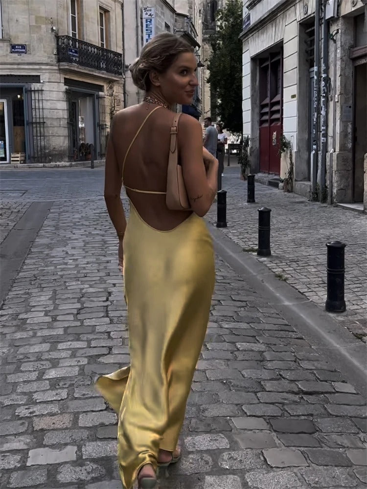 Adelaide - Elegant yellow midi dress