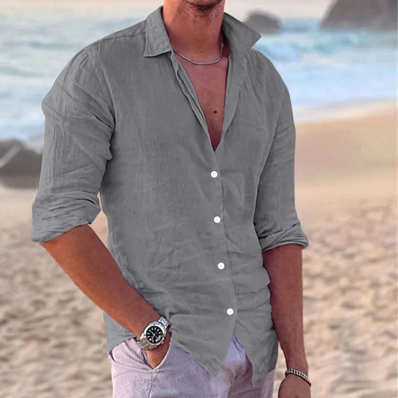 Shirt - Relaxed and Stylish - Airy Linen, Long Sleeves - Ideal for Summer
