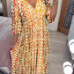 Frida Printed Dress with V-Neck