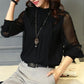 Elegant Women's Chiffon Blouse with Ruffles & Transparent Sleeves – Elina