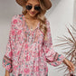 Vintage Boho Summer Blouse with Floral Print and Long Sleeves – Sana