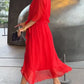 Monica - chiffon dress with V-neck, elegant and stylish