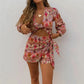 Ayesha - Crop blouse and wrap skirt shorts set