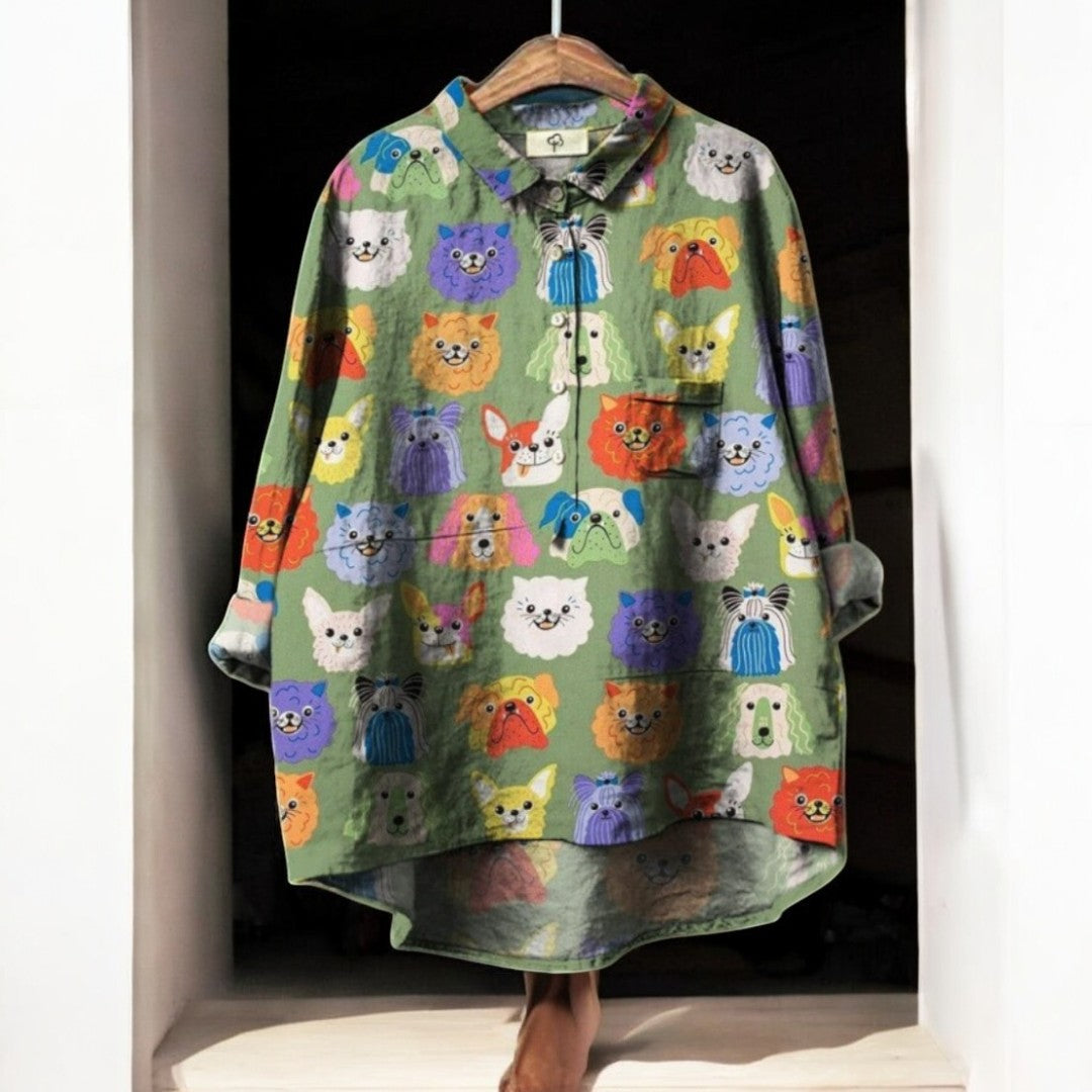 Lilly - Exclusive blouse with dog print for women