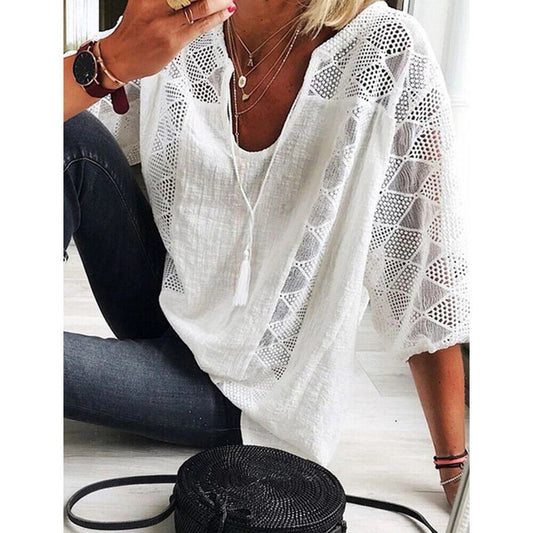Plus Size Short Sleeve Tunic Shirt for Summer 2025