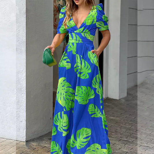 Adelina - Printed V-neck jumpsuit