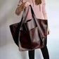 Oversized Vintage Leather Shoulder Bag for Women – Timeless Style Meets Everyday Functionality