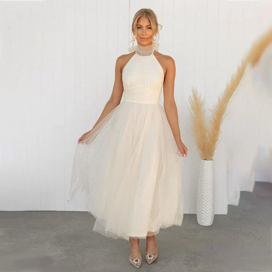 Daphne - High Neckline Net Dress