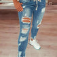 Emmeline - Fashion Slim Elastic Waist Ripped Jeans