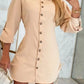 Lottie - Long Sleeve Shirt Dress with Turn-Down Collar and Button Closure