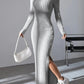 Angela - Knitted women's dress with long sleeves and slim fit
