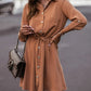 Jacqueline - Rolled Collar Tie Sleeve Shirt Dress