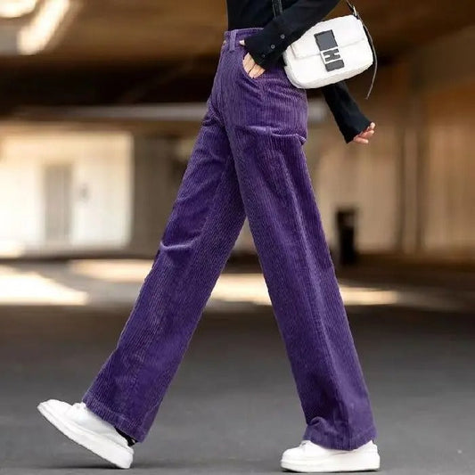 Grace - Casual high waist corduroy trousers