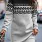 Gladys - Winter Fashion Print O Neck Dress