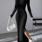Angela - Knitted women's dress with long sleeves and slim fit