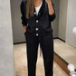 Ava - Women's Two-Piece Knitted Jacket and Trousers with Buttons