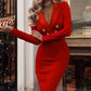 Amy - V-neck Fashion Double Breasted Tight Hip Dress