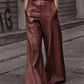 Eleanor - Faux Leather High Waist Wide Leg Pants