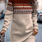 Gladys - Winter Fashion Print O Neck Dress
