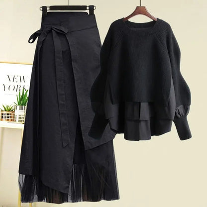 Caroline - Women's Knitted Sweater and Skirt Two-Piece Set