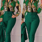 Edith - Women's Long Sleeve Set with V-Neck Trousers