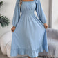 Alice - Long Sleeve Square Neck Dress with Ruffled Edge