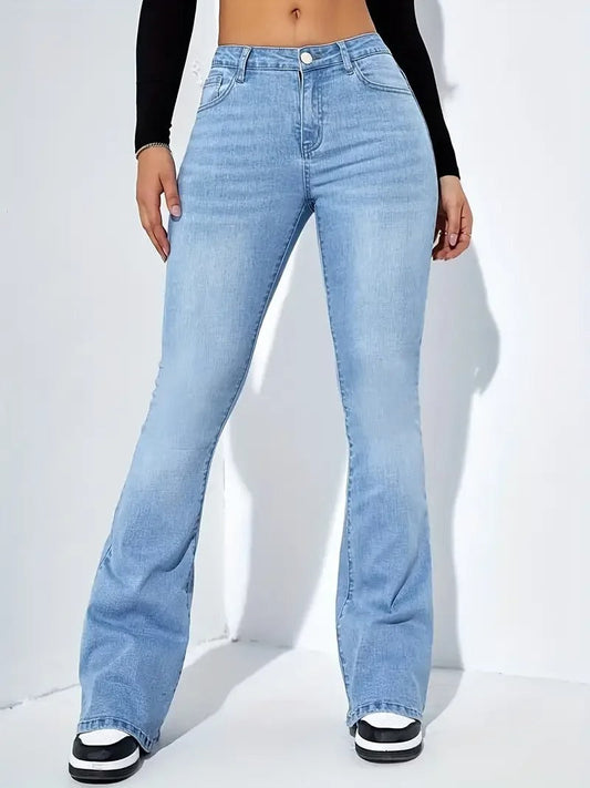 Rosie - High Waist Flared Denim Trousers