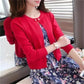 Isabel - Elegant knitted sweater with single mother-of-pearl button