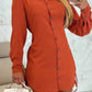 Lottie - Long Sleeve Shirt Dress with Turn-Down Collar and Button Closure