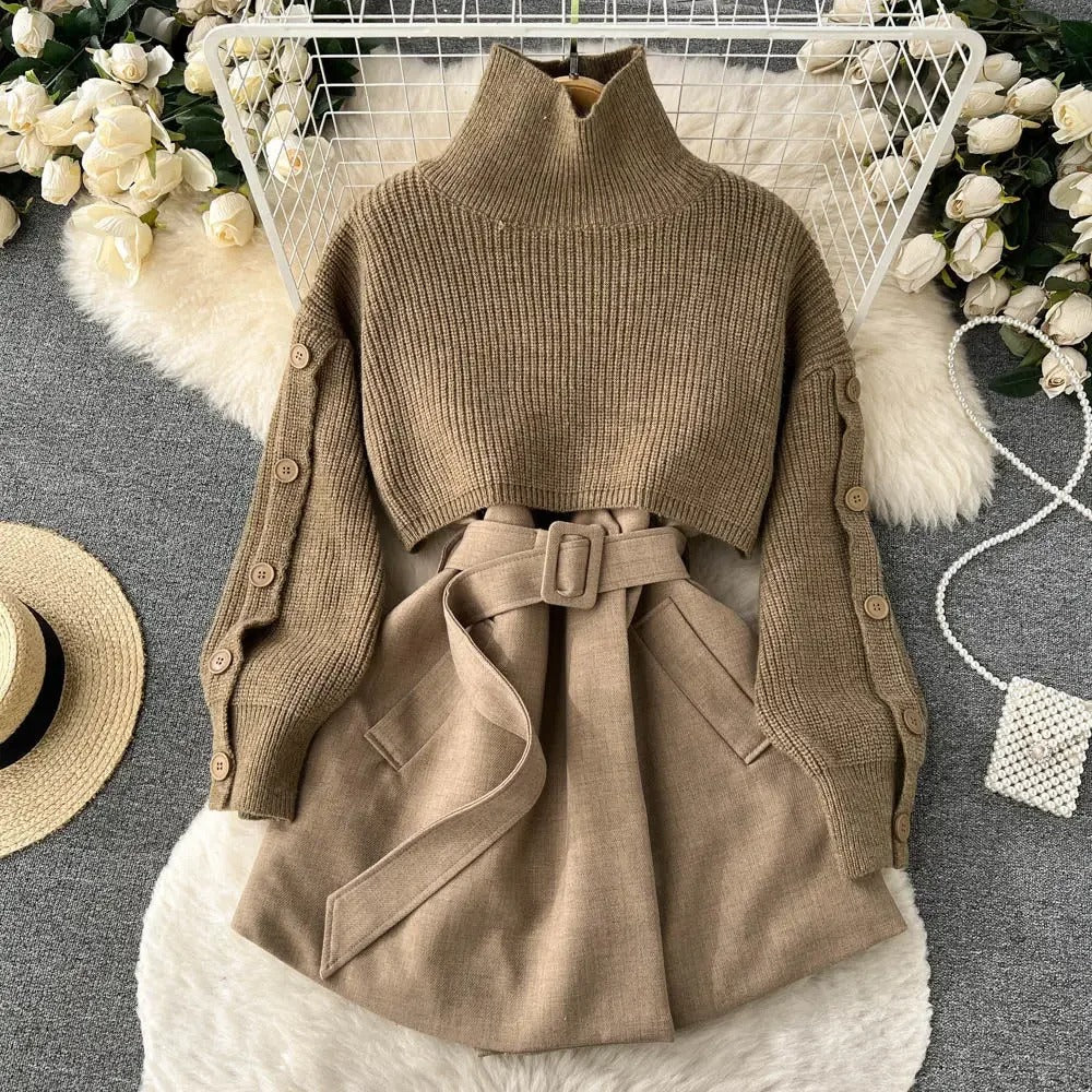 Marjorie - Short sweater vest skirt two piece set