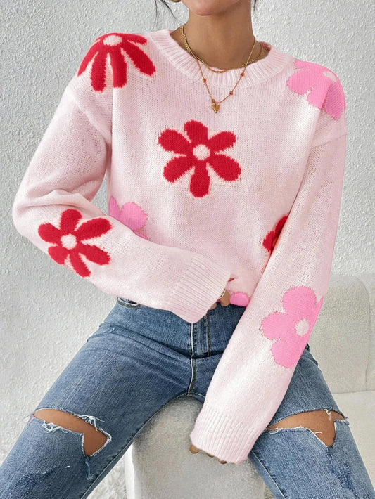 Florie - Knitted sweater with floral print