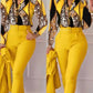 Edith - Women's Long Sleeve Set with V-Neck Trousers