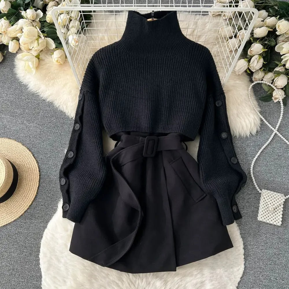 Marjorie - Short sweater vest skirt two piece set