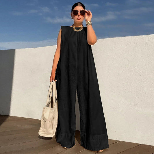 Mabel - Sleeveless wide leg jumpsuits