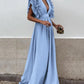 Helena - Elegant dress with V-neck and fringed sleeves